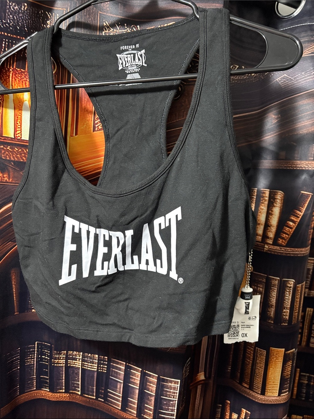Everlast Black Racerback Crop Tank with White Logo